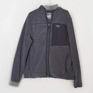 L.L.Bean Full Zip Fleece Hoodie Mens Large Blue Polyester Outdoor Casual Cozy